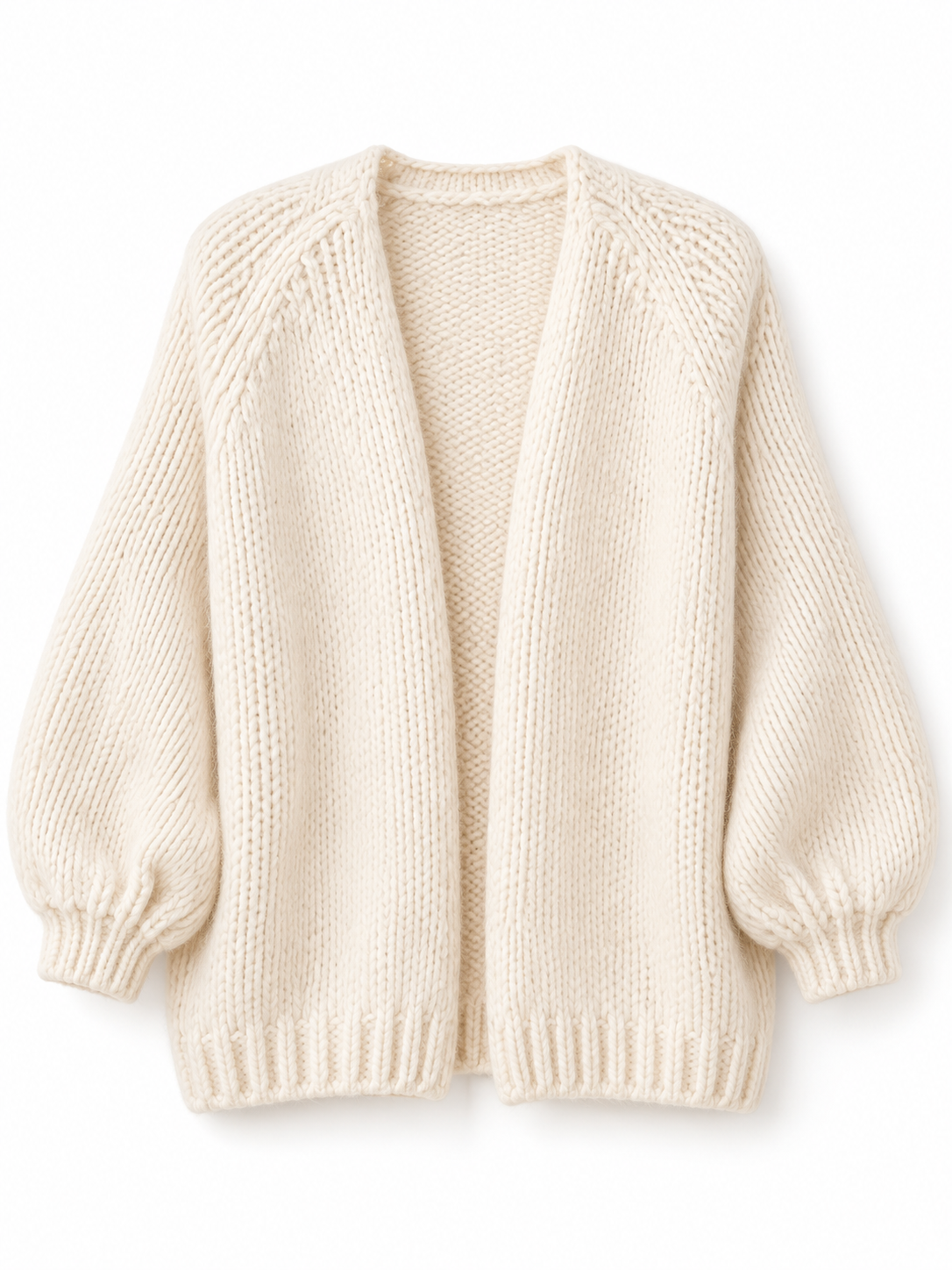 Offener Damen Strickcardigan mit Ballonärmeln
