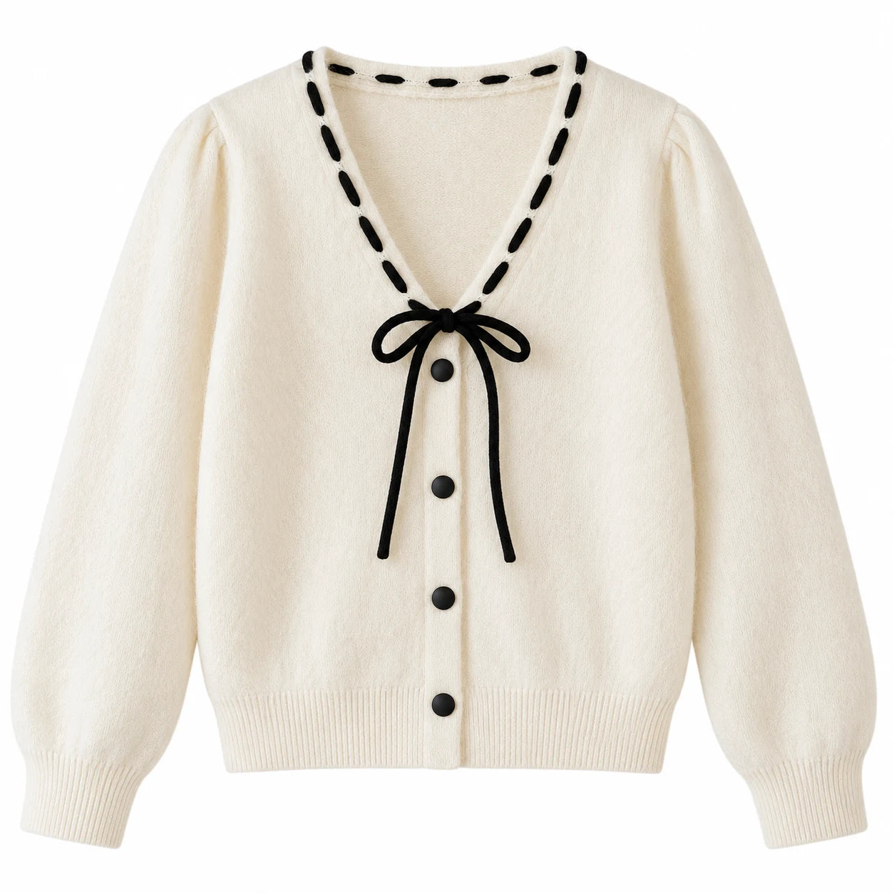 Damen Strickjacke mit Schleife und V-Ausschnitt freigestellt