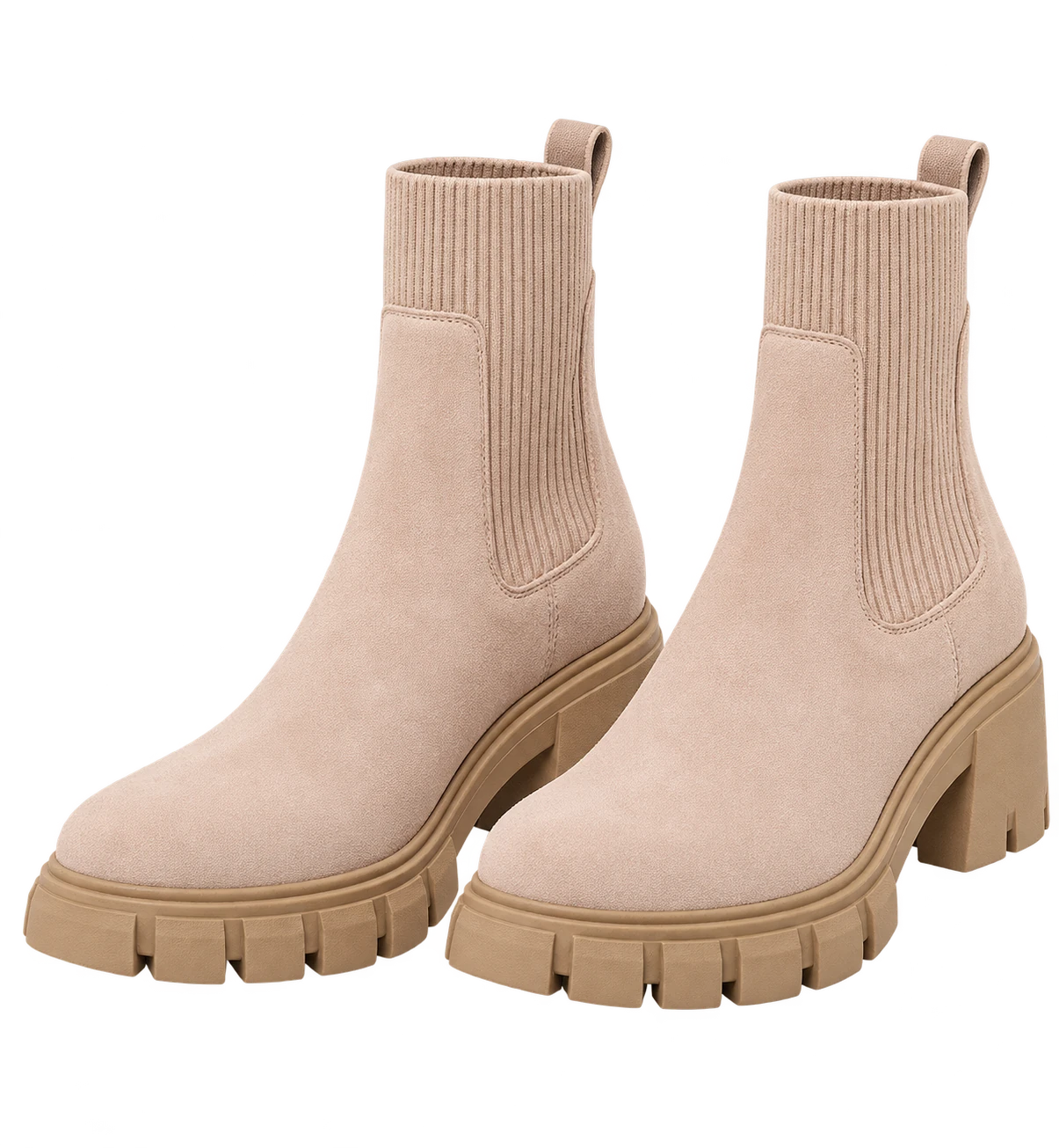 Damen Chelsea-Boots mit Profilsohle und elastischem Einsatz freigestellt