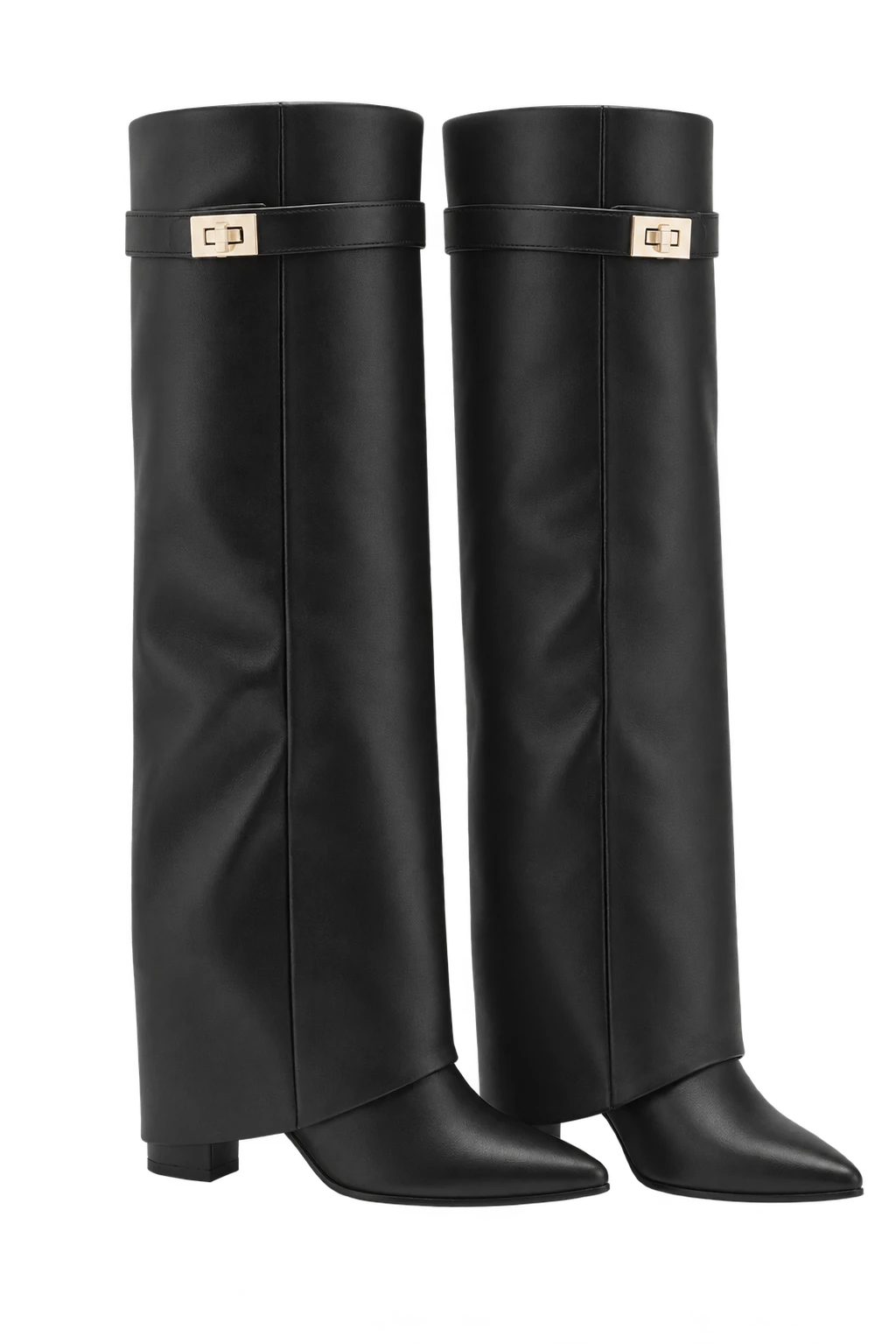 Kniehohe Damen Stiefel mit spitzer Schuhform freigestellt