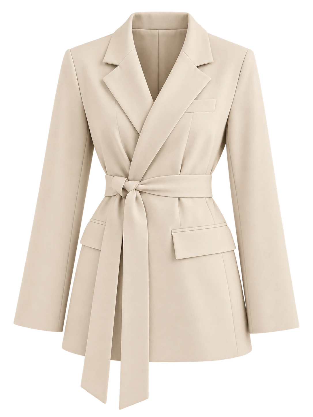 Damen Blazer mit Bindegürtel und Revers freigestellt
