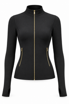 Taillierte Damen Sportjacke mit Reißverschluss und Daumenlöchern