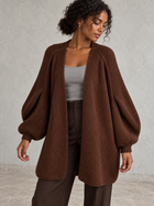 Langer offener Damen Strickcardigan mit Ballonärmeln