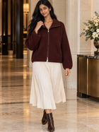 Damen Strickjacke mit Kragen und Zwei-Wege-Reißverschluss