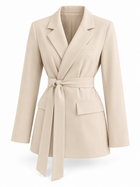 Damen Blazer mit Bindegürtel und Revers