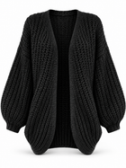Offener Damen Grobstrick-Cardigan mit Ballonärmeln