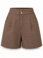 Karierte Damen Shorts mit goldfarbenen Knöpfen