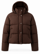 Kurze Damen Steppjacke mit Kapuze und hohem Kragen