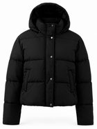 Kurze Damen Steppjacke mit Kapuze und hohem Kragen