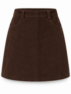 Damen Cord-Minirock in A-Linie mit hohem Bund