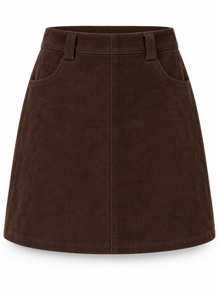 Women's A-Line Corduroy Mini Skirt with High Waist