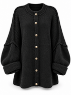 Damen Oversize-Cardigan mit Fledermausärmeln und Knöpfen