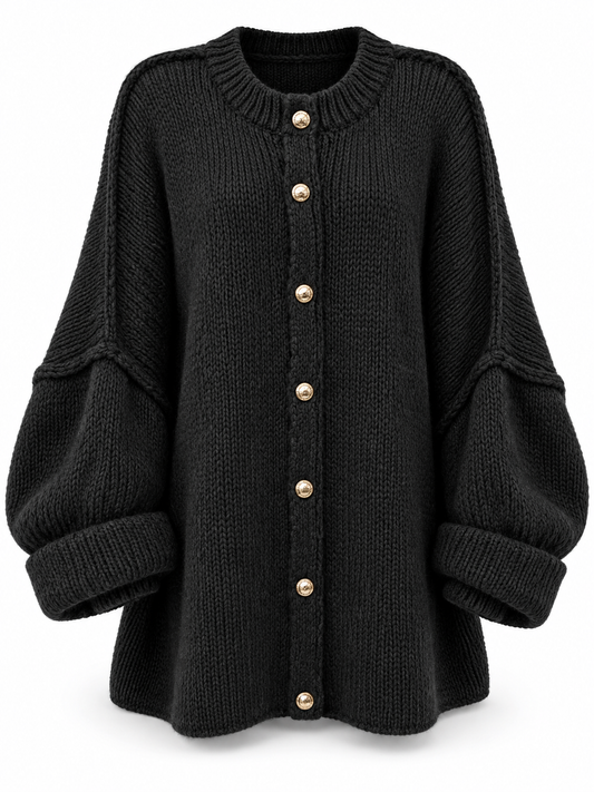 Damen Oversize-Cardigan mit Fledermausärmeln und Knöpfen – Produkt auf weißem Hintergrund