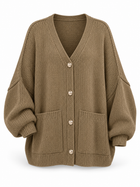 Damen Strickjacke mit V-Ausschnitt und Knöpfen