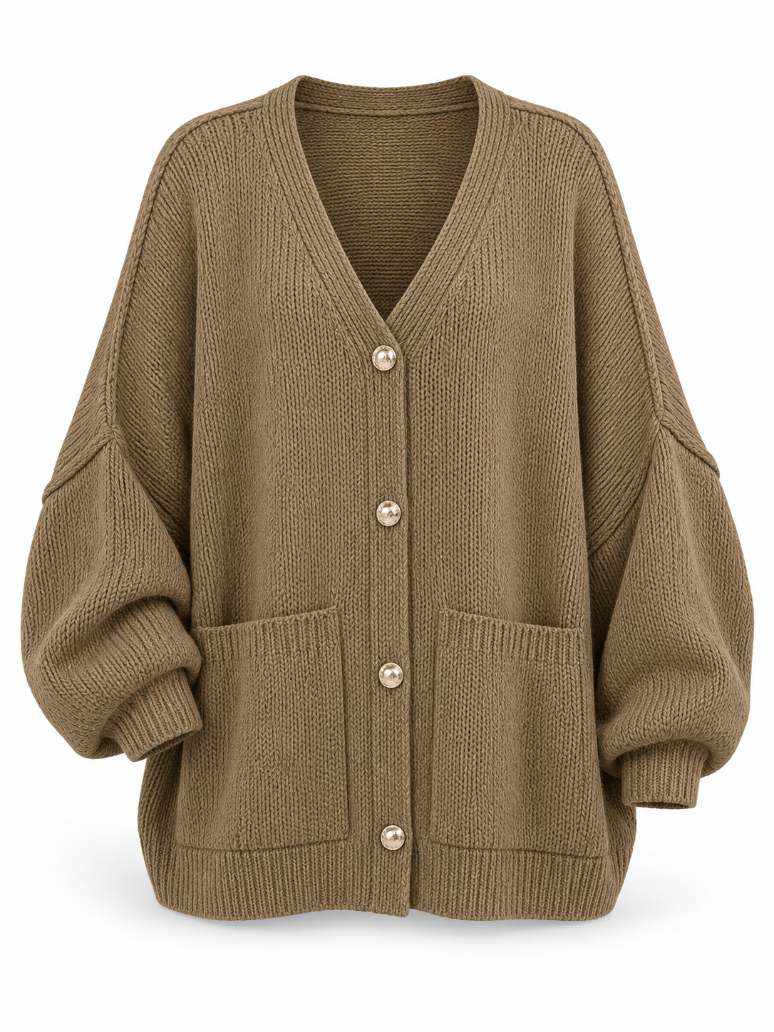 RELAX Strickcardigan mit Knöpfen in Khaki – Produktansicht
