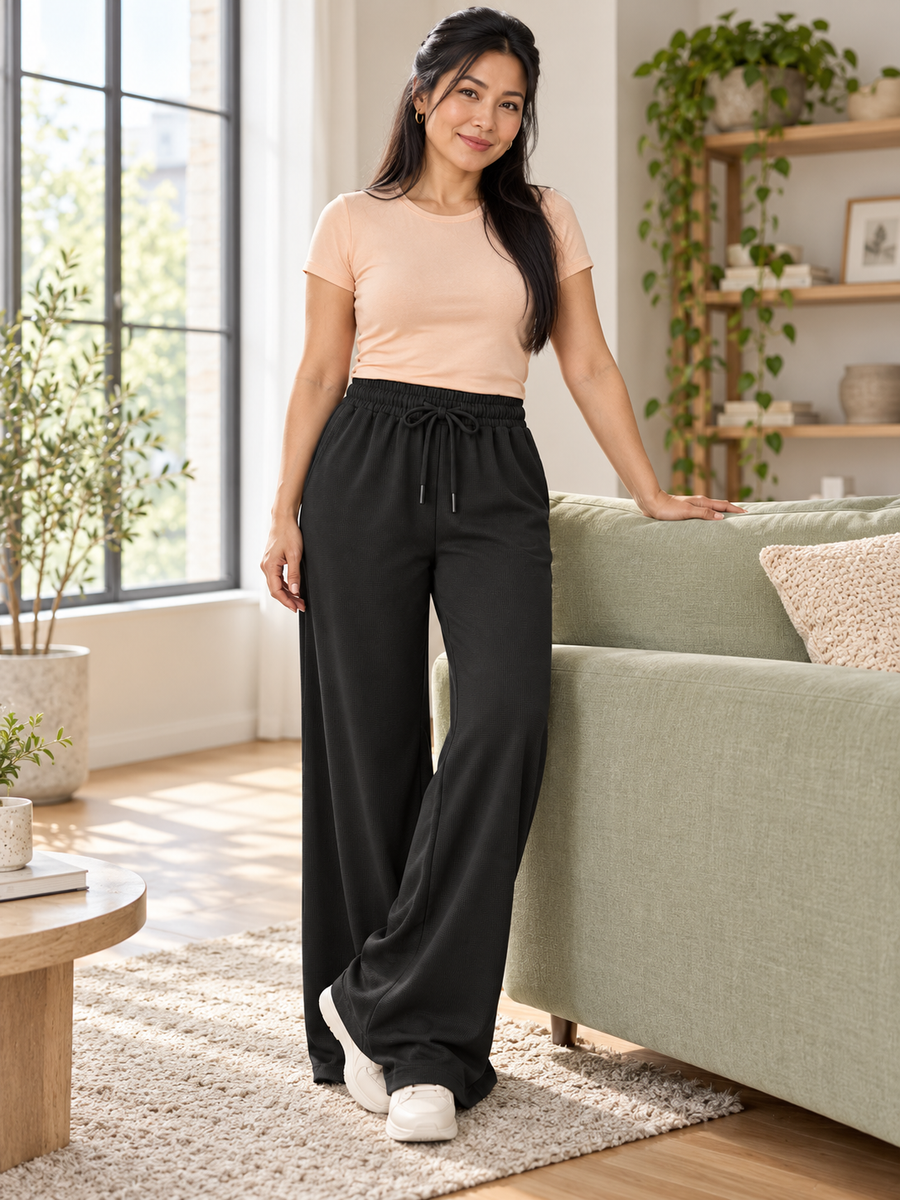 Weite Damen Jogginghose mit hohem Kordelzugbund