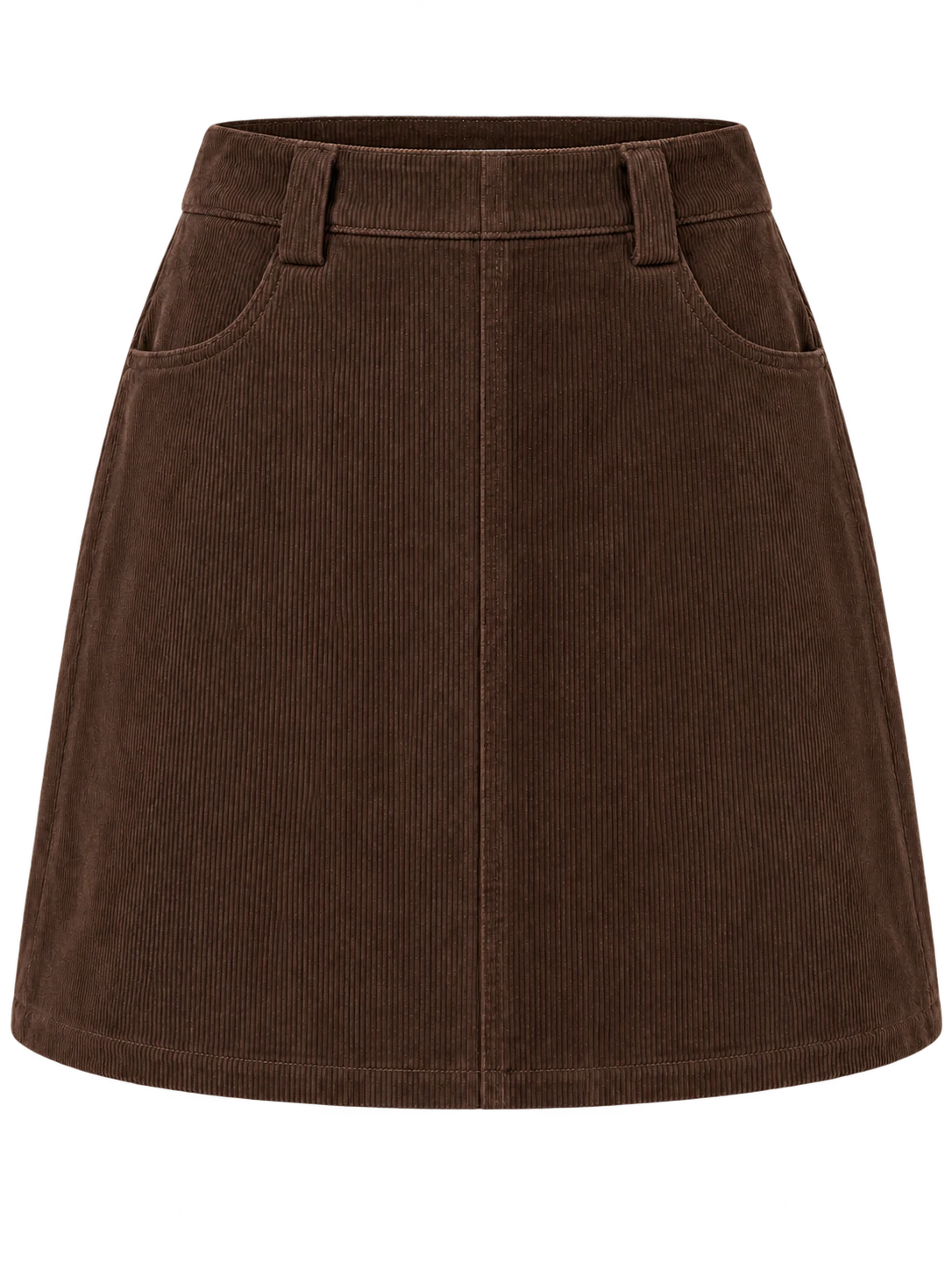 Damen Cord-Minirock in A-Linie mit hohem Bund – Produktansicht