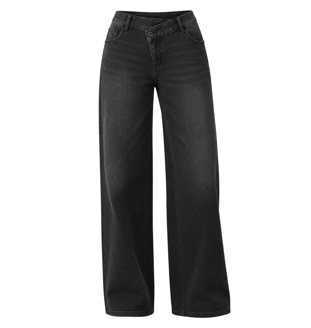 Damen High-Waist-Jeans mit geradem Bein – Produkt auf weißem Hintergrund