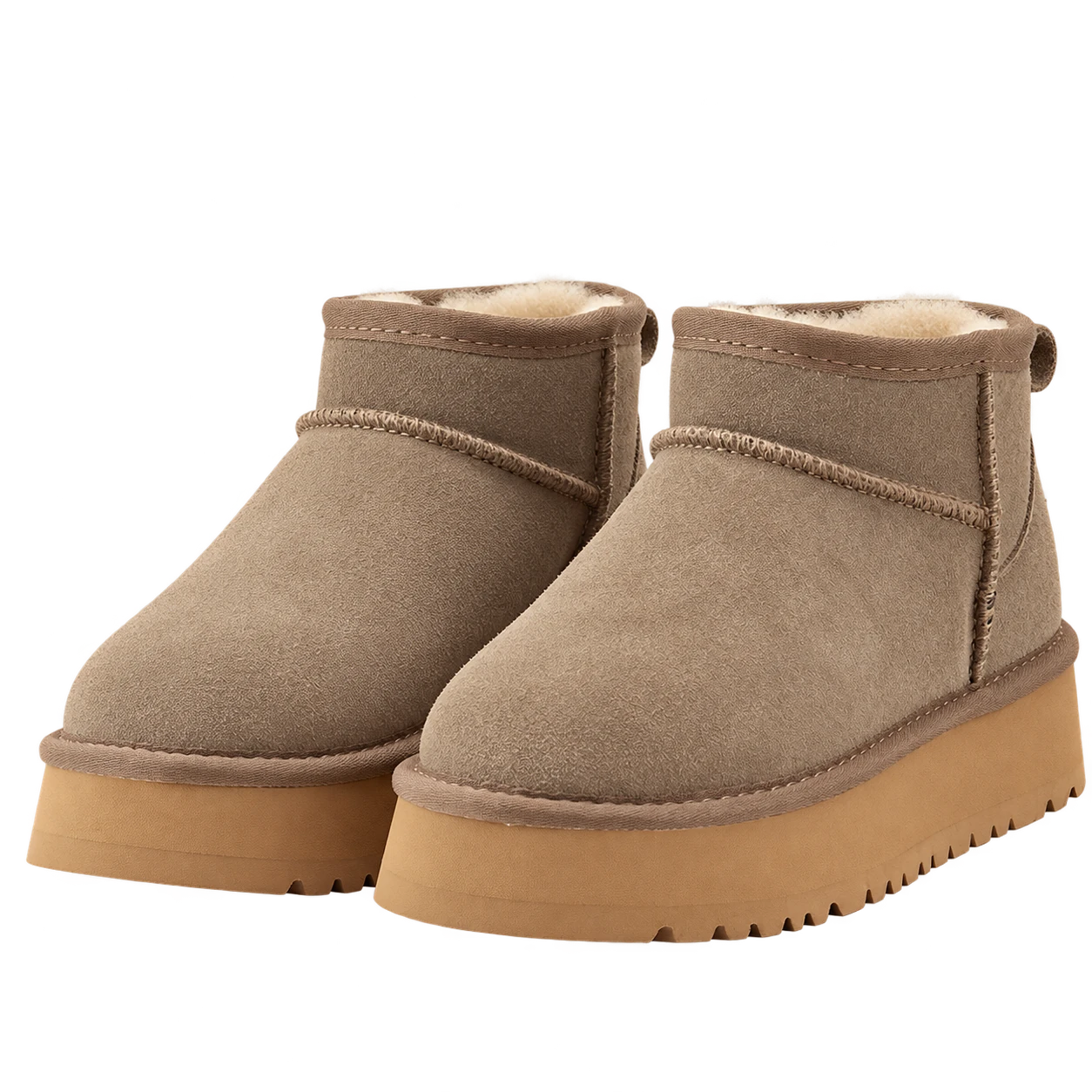 Kurze gefütterte Damen Boots mit Plüschfutter – Produktansicht