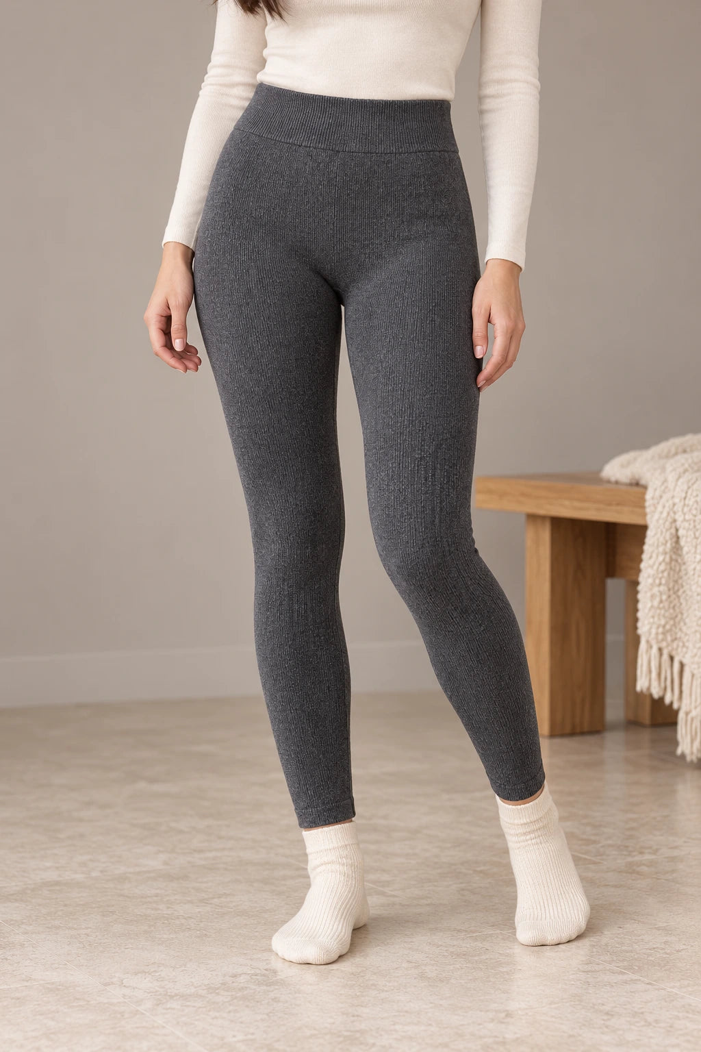 Gefütterte Damen Winterleggings mit Fleece und hohem Bund