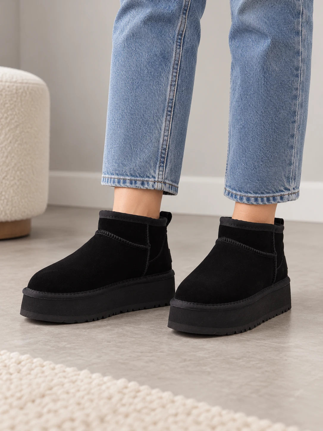 Kurze gefütterte Damen Boots mit Plüschfutter